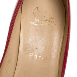 Pre Owned Christian Louboutin Red Patent Leather Simple  Pumps Size 37