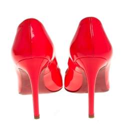 Pre Owned Christian Louboutin Neon Pink Leather Pigalle Pointed Toe Pumps Size 36.5