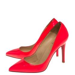 Pre Owned Christian Louboutin Neon Pink Leather Pigalle Pointed Toe Pumps Size 36.5