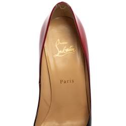 Pre Owned Christian Louboutin Black/Red Ombre Patent Leather New Very Prive Pumps Size 39.5