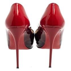 Pre Owned Christian Louboutin Black/Red Ombre Patent Leather New Very Prive Pumps Size 39.5