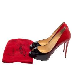 Pre Owned Christian Louboutin Black/Red Ombre Patent Leather New Very Prive Pumps Size 39.5