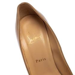 Pre Owned Christian Louboutin Beige Patent Leather Bianca Platform Pumps Size 39.5