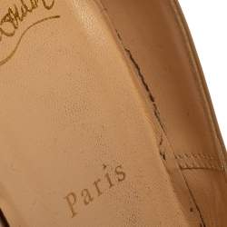 Pre Owned Christian Louboutin Beige Patent Leather Bianca Platform Pumps Size 39.5