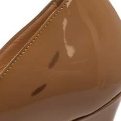 Pre Owned Christian Louboutin Beige Patent Leather Bianca Platform Pumps Size 39.5