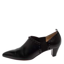 مملوكة مسبقًا بوت كريستيان لوبوتان فيكي جلد أسود بحزام للكاحل مقاس 39.5