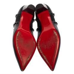 مملوكة مسبقًا بوت كريستيان لوبوتان فيكي جلد أسود بحزام للكاحل مقاس 39.5