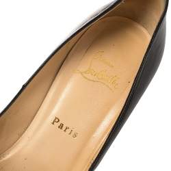 Pre Owned  Christian Louboutin Black Leather Bianca Platform Pumps Size 38.5