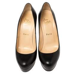 Pre Owned  Christian Louboutin Black Leather Bianca Platform Pumps Size 38.5
