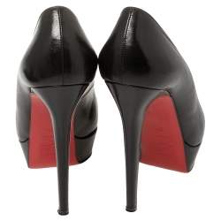 Pre Owned  Christian Louboutin Black Leather Bianca Platform Pumps Size 38.5