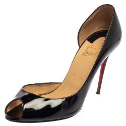 Pre Owned Christian Louboutin Black Patent Leather Demi You D'orsay Pumps Size 41