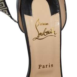 مملوكة مسبقًا صندل كريستيان لوبوتان شريستيريفا قماش وجلد مونوكرومي/أسود رباط كاحل مقاس 39