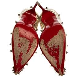 Pre Owned Christian Louboutin Silver Leather So Kate Pumps Size 37.5