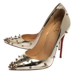 Pre Owned Christian Louboutin Silver Leather So Kate Pumps Size 37.5