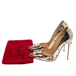 Pre Owned Christian Louboutin Silver Leather So Kate Pumps Size 37.5