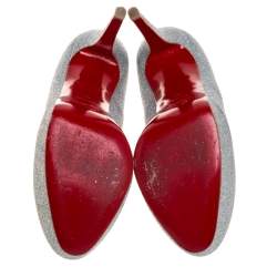 Pre Owned Christian Louboutin Silver Glitter Bianca Pumps Size 40