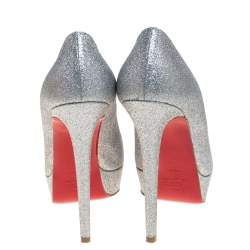 Pre Owned Christian Louboutin Silver Glitter Bianca Pumps Size 40