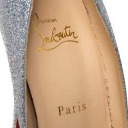 Pre Owned Christian Louboutin Silver Glitter Bianca Pumps Size 40