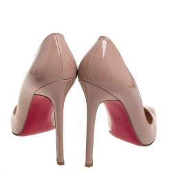 Pre Owned Christian Louboutin Beige Leather Pigalle Pointed Toe Pumps Size 37.5