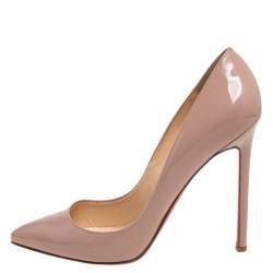 Pre Owned Christian Louboutin Beige Leather Pigalle Pointed Toe Pumps Size 37.5