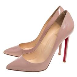 Pre Owned Christian Louboutin Beige Leather Pigalle Pointed Toe Pumps Size 37.5