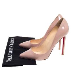 Pre Owned Christian Louboutin Beige Leather Pigalle Pointed Toe Pumps Size 37.5
