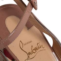 Christian Louboutin Beige Patent Leather And PVC Asticocotte Sandals Size 39.5