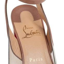Christian Louboutin Beige Patent Leather And PVC Asticocotte Sandals Size 39.5