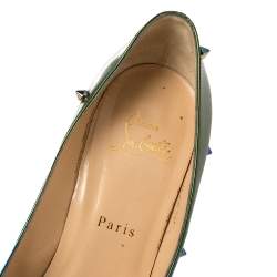 Pre Owned Christian Louboutin Blue/Green Patent Leather Degraspike Ombre Pumps Size 39