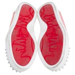 Pre Owned حذاء رياضي كريستيان لوبوتان لويز جونيور جلد لامع وقماش وردي مرصع مقاس 37