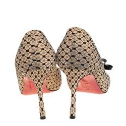 Pre Owned Christian Louboutin Beige Suede and Lace Bow Pumps Size 39