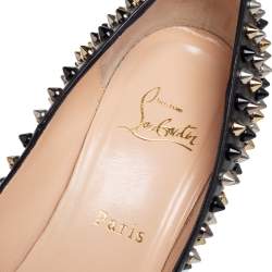 Pre Owned Christian Louboutin Black Leather Pigalle Spikes Pumps Size 38.5