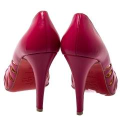 Pre Owned Christian Louboutin Pink Leather Laser Cut Pumps Size 36.5