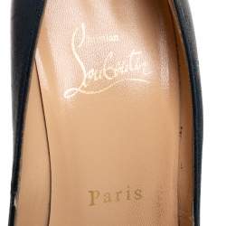 Pre Owned Christian Louboutin Metallic Blue Leather New Very Prive Peep Toe Platform Pumps Size 35.5