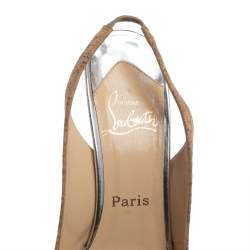 Pre Owned Christian Louboutin Beige Cork Catenita Platform Slingback Sandals Size 39