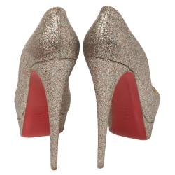 Christian Louboutin Multicolor Glitter Lady Peep Toe Pumps Size 40