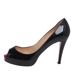 Christian Louboutin Black Patent Leather Very Prive Pumps Size 38