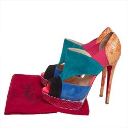 Christian Louboutin Multicolour Python Leather And Suede Pitou Pumps Size 37.5