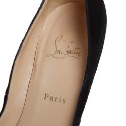 Pre Owned Christian Louboutin Black Velvet Very Prive Peep Toe Pumps Size 41