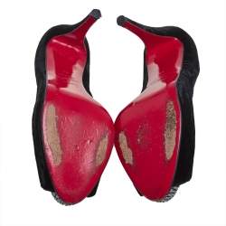 Pre Owned Christian Louboutin Black Velvet Very Prive Peep Toe Pumps Size 41