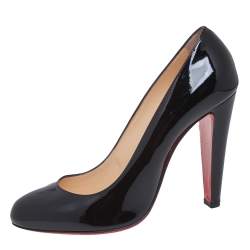 Pre Owned Christian Louboutin Black Patent Leather Simple Pumps Size 39.5