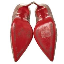 Pre Owned Christian Louboutin Metallic Rose Gold Sequin And Leather So Kate Pumps Size 36.5