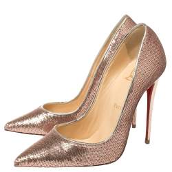 Pre Owned Christian Louboutin Metallic Rose Gold Sequin And Leather So Kate Pumps Size 36.5