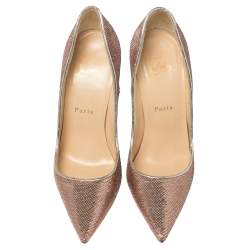 Pre Owned Christian Louboutin Metallic Rose Gold Sequin And Leather So Kate Pumps Size 36.5