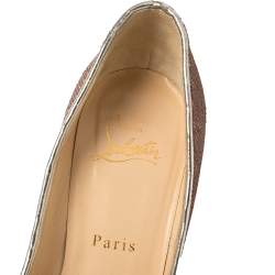 Pre Owned Christian Louboutin Metallic Rose Gold Sequin And Leather So Kate Pumps Size 36.5