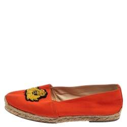 Christian Louboutin Orange Canvas Espadrille Flats Size 36