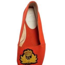 Christian Louboutin Orange Canvas Espadrille Flats Size 36