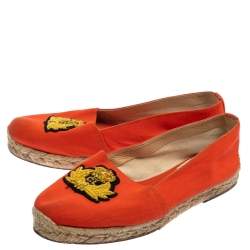 Christian Louboutin Orange Canvas Espadrille Flats Size 36