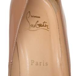 Pre Owned Christian Louboutin Beige Patent Leather Bianca Platform Pumps Size 37.5