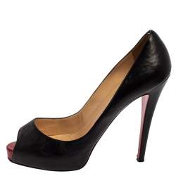 Pre Owned Christian Louboutin Black Leather New Prive  Pumps Size 41